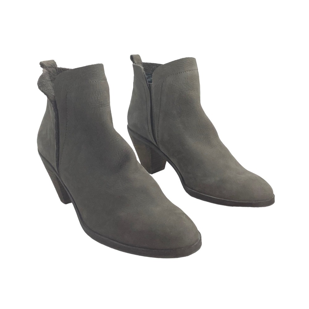 Lucky Brand Jana Suede Leather Booties Boots Women 8.5 Brown 2.5" Heeled Slip On